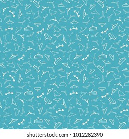 Blue doodle seamless clothes hangers pattern. Vector illustration