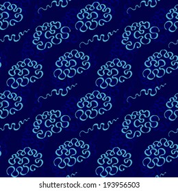 Blue doodle seamless pattern, lace design card
