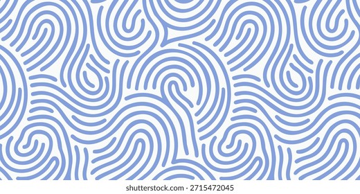 Blue doodle wave arches or stylized rainbow seamless line pattern.
