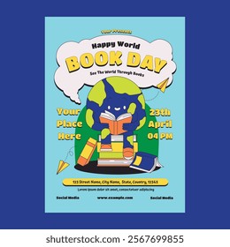 Blue Doodle World Book Day Social Media Flyer