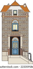 Edificio de puertas azules, archivo EPS 10