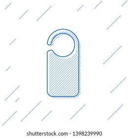 Blue Door hanger tags for room in hotel or resort line icon isolated on white background. Please do not disturb sign. Vector Illustration