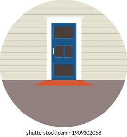Blaue Tür, Illustration, Vektorgrafik auf weißem Hintergrund.