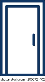 Puerta azul, ilustración, vector sobre un fondo blanco.