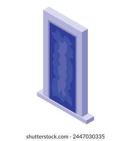 Blue door portal icon isometric vector. Ring energy fantasy. Frame laser future