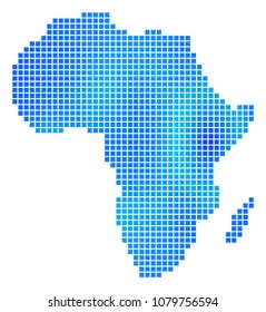 Blue Dot Africa Map. Vector geographic map in cold blue color tinges. Vector collage of Africa Map combined with regular square dots.