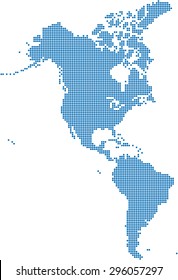 Blue dot America map on white background, vector illustration.