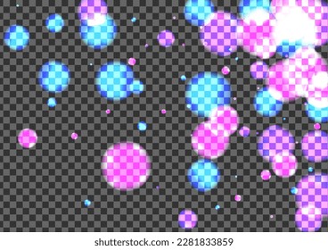 Blue Dot Background Transparent Vector. Confetti Year Illustration. Sparkle Texture. Purple Ball Isolated Template. Blur Christmas.