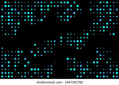 Blue Dot Bubbles isolated in black background. Dot bubbles on abstract background. Usable for design background - Vector Illustration