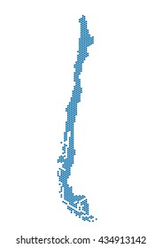 Blue dot Chile map on white background. Vector illustration.