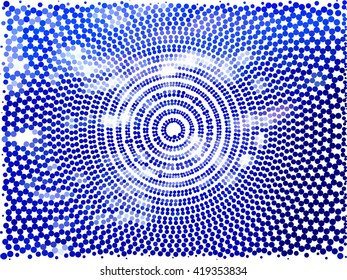 Blue dot circle on white abstract background
