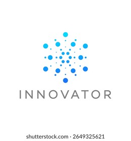 Blue Dot Innovator Diseño de tecnología de red Logotipo Marca