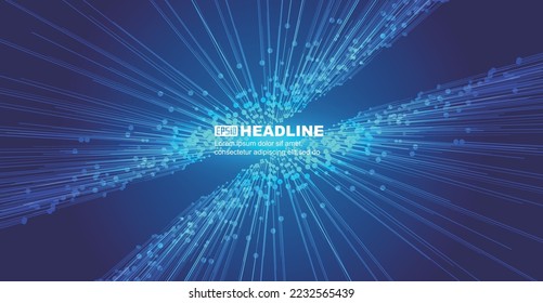 The blue dot line extends symmetrically to converge the big data vector background of Internet technology