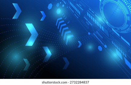 blue dot lines wave curve cyberspace futuristic with circle circuit neon light abstract technology background