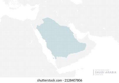 A blue dot map centered on Saudi Arabia. 