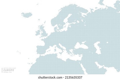 Blue Dot Map Centered On Europe.