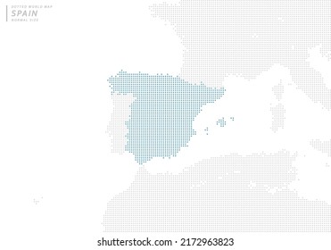 A Blue Dot Map Centered On Spain.