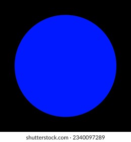 The blue dot on black background. Isolated Blue dot.