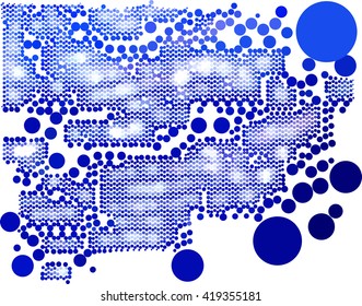 Blue dot on white abstract background