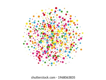 Blue Dot Sale Background. Confetti Happy Texture. Red Color Round. Yellow Polka Circle Illustration.