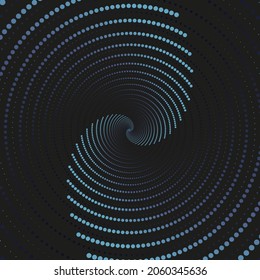 Blue dots backdrop spiral. Abstract background with spiral. Spiral dotted background. Gradient. Vector illustration.