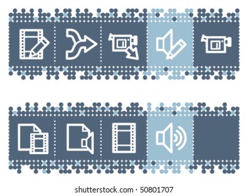 Blue Dots Bar mit Audio-Video bearbeiten Web-Symbole