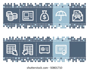 Blue dots bar with banking web icons