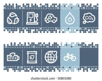 Blue dots bar with ecology web icons set 4