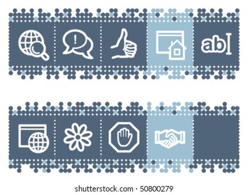 Barra de puntos azules con iconos web de internet set 1