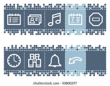 Blue dots bar with organizer web icons