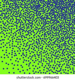 Blue dots on green background. Abstract Radial Gradient, Circle halftone Dots, Blue Dotwork Engraving Pattern, Fine Radial Gradient For Your Design. Vector Illustration.