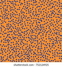 Blue dots on orange background. Abstract Radial Gradient, Circle halftone Dots, Black. Fine Radial Gradient For Your Design. Vector Illustration.