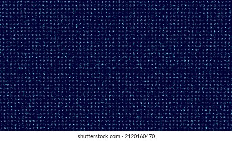 Textura de puntos azules con efecto de ruido. Resumen de fondo de medio tono. Fondo de fallo vectorial. Pantalla digital con código matricial o binario.