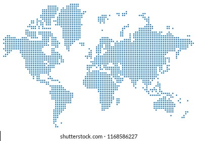 blue dots world map wector