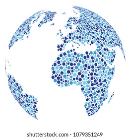 Blue Dotted Abstract Globe vector illustration. Modern 3d effect design for business.