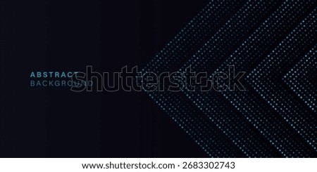 Blue dotted arrow background with chevron patterns. Futuristic dark blue abstract background, ideal for modern digital media, tech branding, presentations, card, cover, banner, poster, website