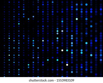 Blue dotted background, vector illustration. Digital gradient. Glowing halftone dots circle. Abstract illustration with blue roundels for decoration design. Dot texture pattern. Christmas decoration