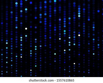 Blue dotted background, vector illustration. Digital gradient. Glowing halftone dots circle. Abstract illustration with blue roundels for decoration design. 