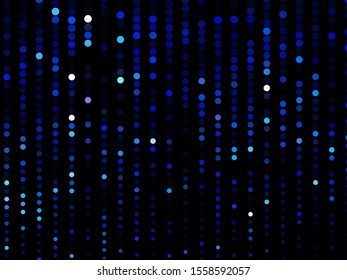Blue dotted background, vector illustration. Digital gradient. Glowing halftone dots circle. Abstract illustration with blue roundels for decoration design. Dot texture pattern. Christmas decoration