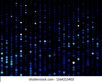 Blue dotted background, vector illustration. Digital gradient. Glowing halftone dots circle. Abstract illustration with blue roundels for decoration design. Dot texture pattern. Christmas decoration
