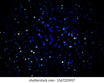 Blue dotted background, vector illustration. Digital gradient. Glowing halftone dots circle. Abstract illustration with blue roundels for decoration design. Dot texture pattern. Christmas decoration