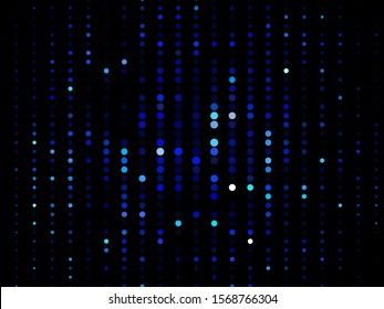 Blue dotted background, vector illustration. Digital gradient. Glowing halftone dots circle. Abstract illustration with blue roundels for decoration design. Dot texture pattern. Christmas decoration
