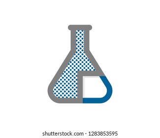 blue dotted chemical flask