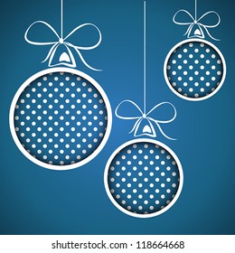 blue dotted christmas balls. christmas concept.