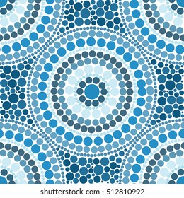 Blue Dotted Circles Vector Seamless Pattern Tile