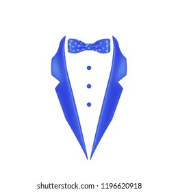 blue dotted colored bow tie dinner jacket collar icon. Element of evening menswear illustration