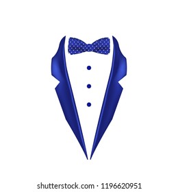 blue dotted colored bow tie dinner jacket collar icon. Element of evening menswear illustration