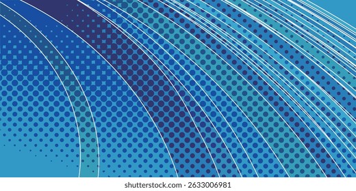 Blue Dotted Curved Japanese Pattern Background