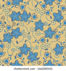 flores de puntos azules, sin fisuras en el patrón vectorial