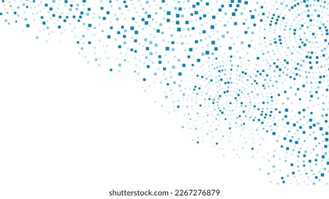 Blue dotted  frame background ornament. Texture of squares, cubes, particles. Chaotic pattern. Mosaic, labyrinth. Poster for presentation, medicine, business, computer screensaver. Vector - Powered by Shutterstock - Get 15% off with code: PIKWIZARD15